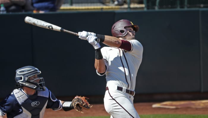 SF Giants prospect Hunter Bishop blasts a three-run home run during his time at Arizona State. (2019)